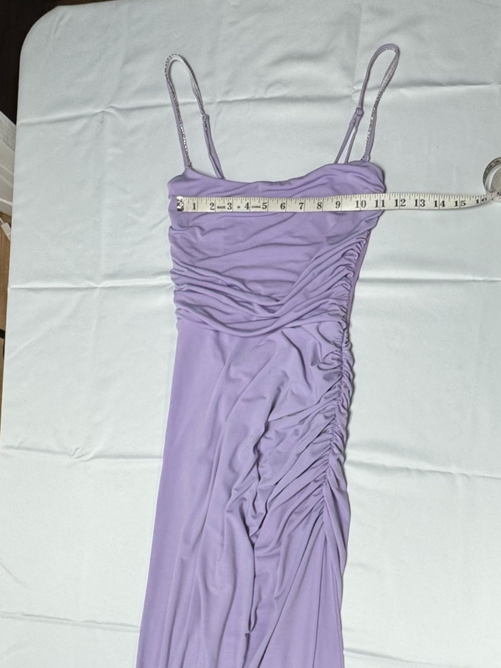 Lucy in the Sky- Rhinestone Strap Maxi Dress in Lilac -Size S- NEW Without Tags. - Picture 8 of 13